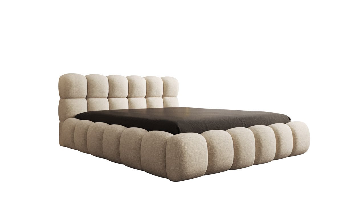 Designer gestoffeerd bed Boston Bouclé met opbergruimte inclusief montage
