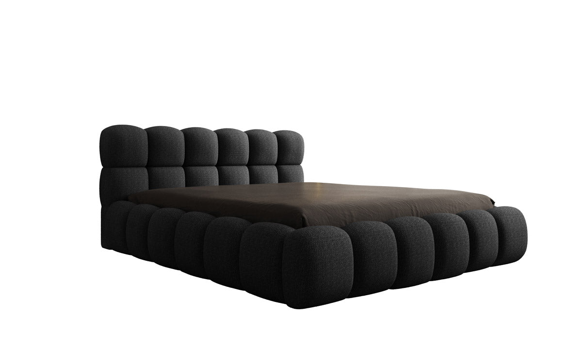 Designer gestoffeerd bed Boston Bouclé met opbergruimte inclusief montage