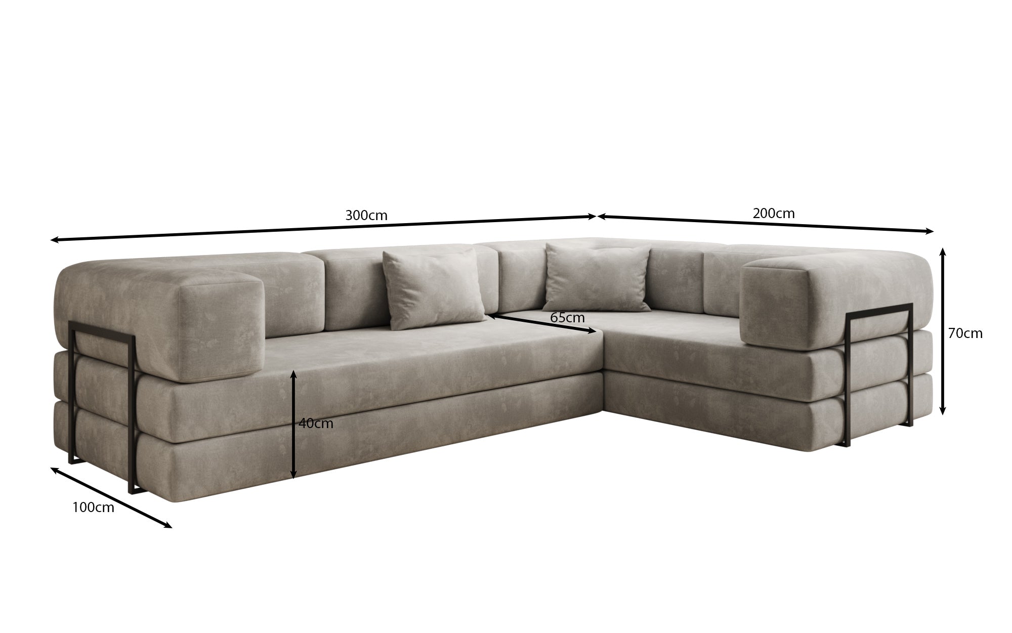 Designer Sofa Lazy L gesloten in Samt