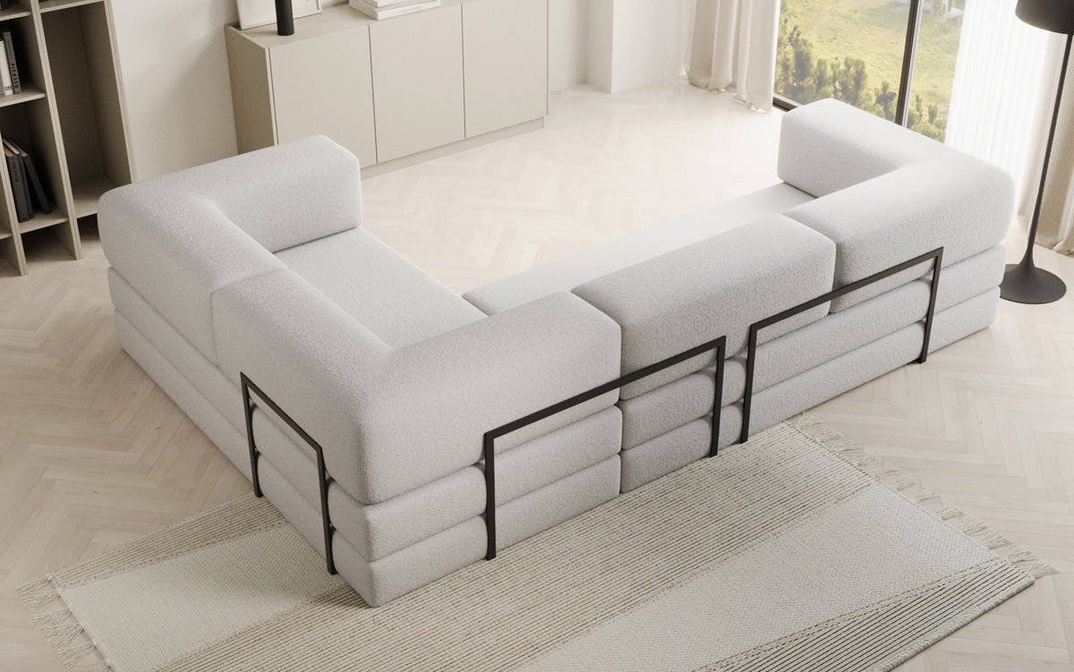 Designer Sofa Lazy L gesloten in Bouclé