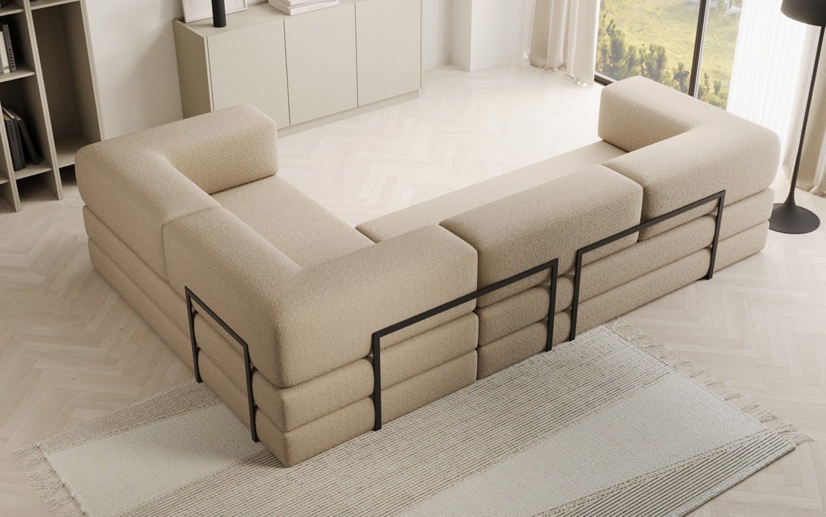 Designer Sofa Lazy L gesloten in Bouclé