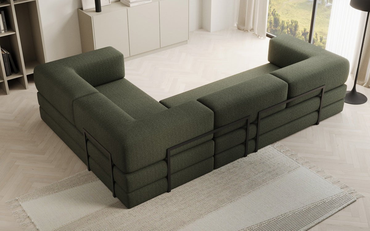 Designer Sofa Lazy L gesloten in Bouclé