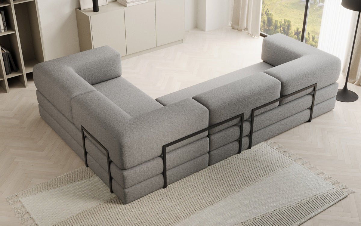 Designer Sofa Lazy L gesloten in Bouclé