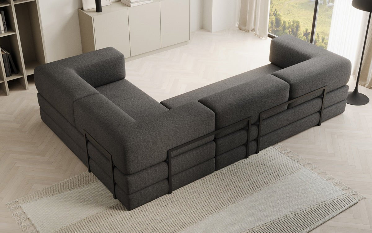 Designer Sofa Lazy L gesloten in Bouclé