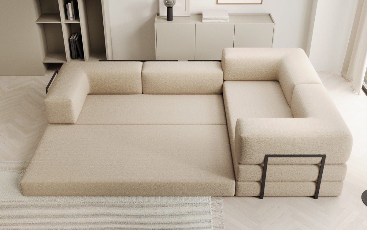 Designer Sofa Lazy L gesloten in Bouclé
