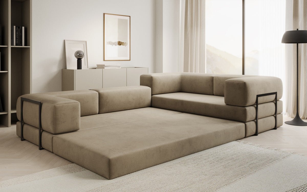 Designer Sofa Lazy L gesloten in Samt