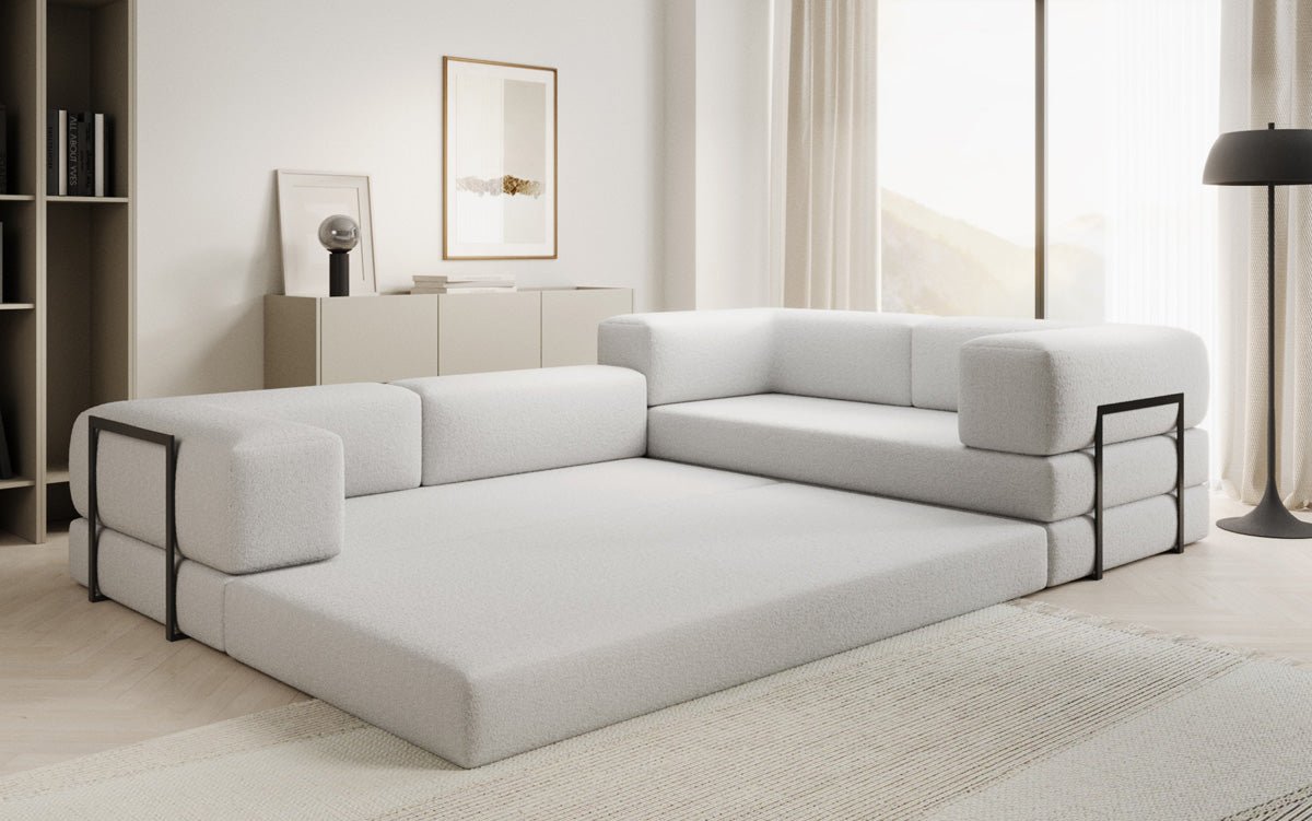 Designer Sofa Lazy L gesloten in Bouclé
