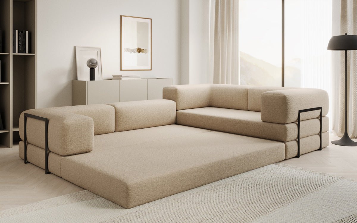 Designer Sofa Lazy L gesloten in Bouclé