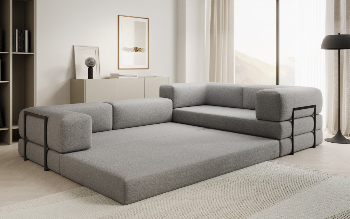 Designer Sofa Lazy L gesloten in Bouclé