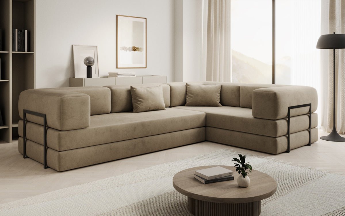 Designer Sofa Lazy L gesloten in Samt
