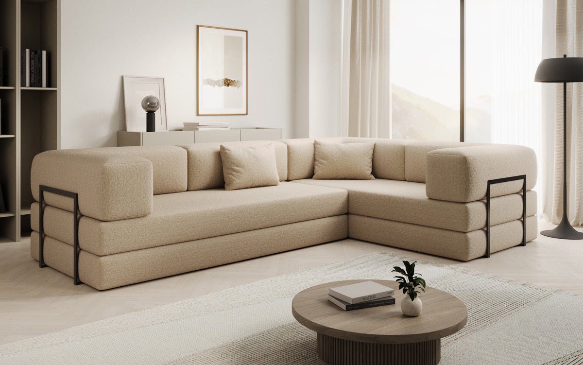 Designer Sofa Lazy L gesloten in Bouclé