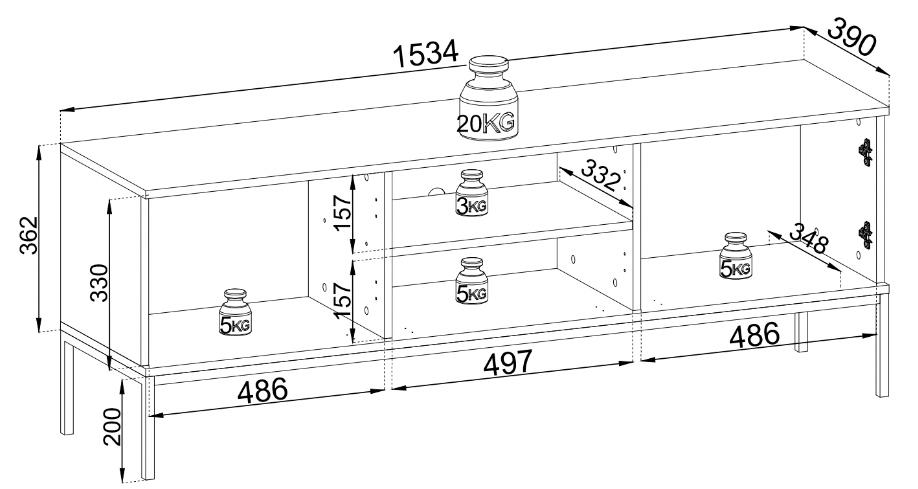 Design lowboard Nayra incl. LED