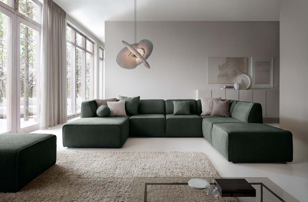 Designer Sofa Modena U in Bouclé