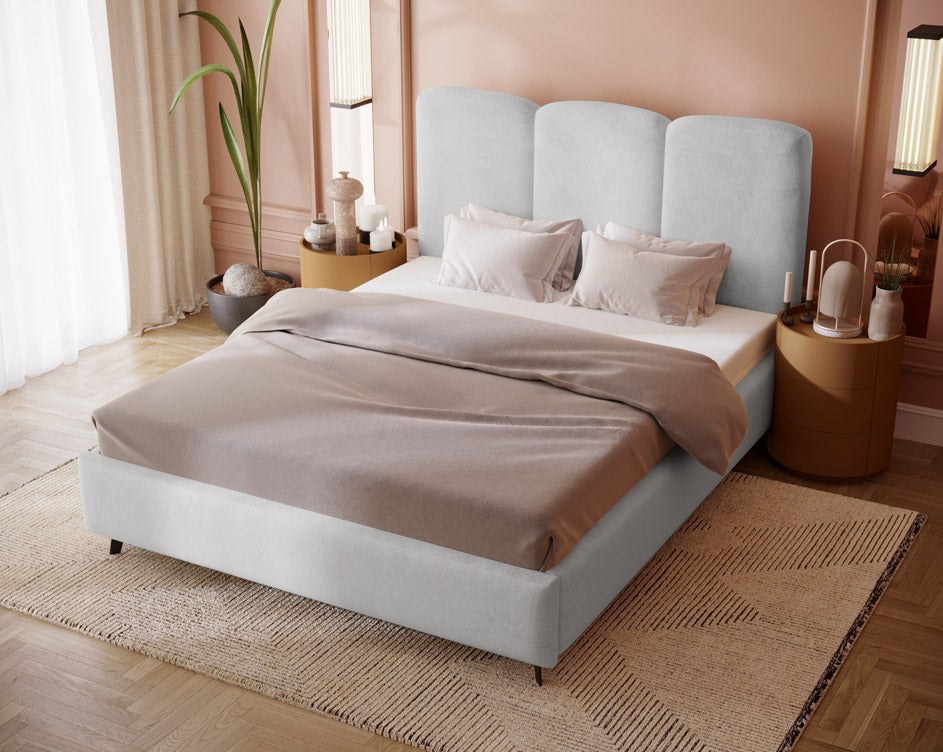 Designer gestoffeerd bed Mirella in fluweel zonder opbergruimte