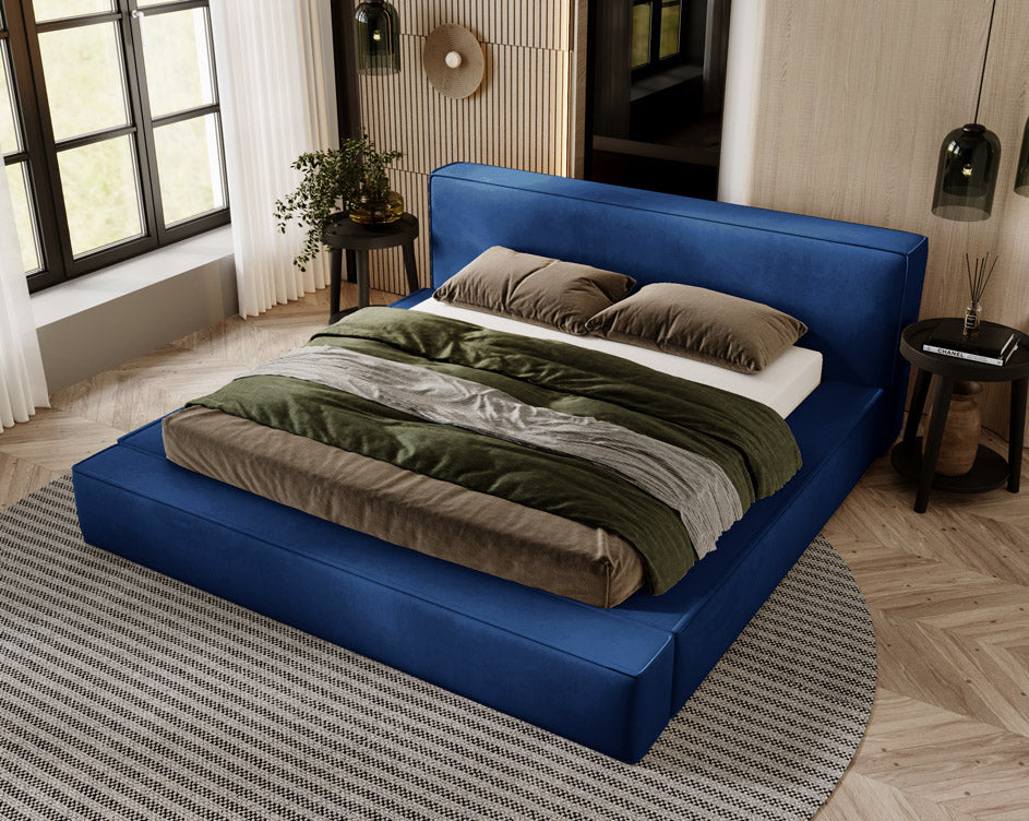 Designer gestoffeerd bed Sleepy in fluweel met opbergruimte