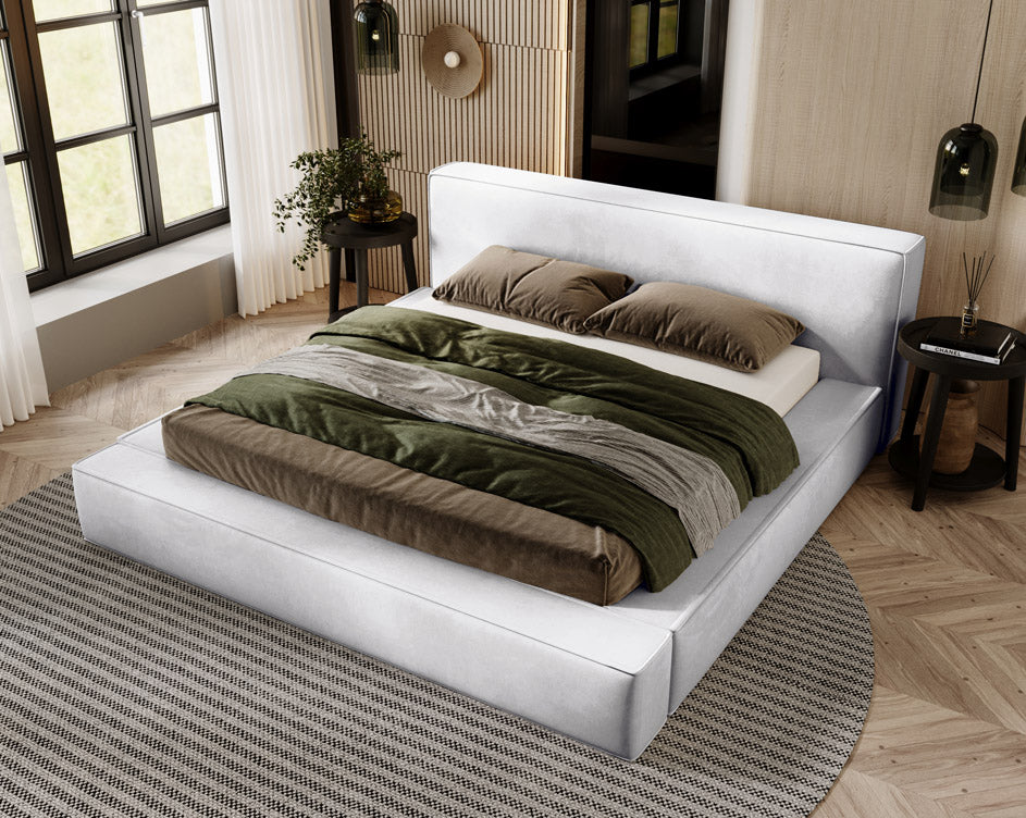 Designer gestoffeerd bed Sleepy in fluweel met opbergruimte