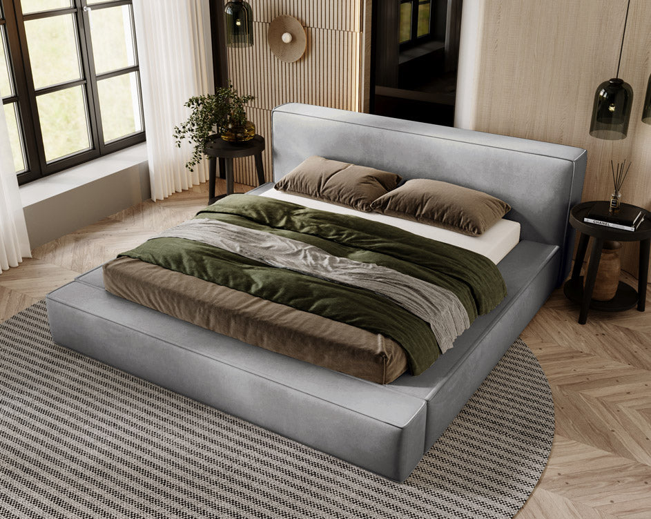 Designer gestoffeerd bed Sleepy in fluweel met opbergruimte