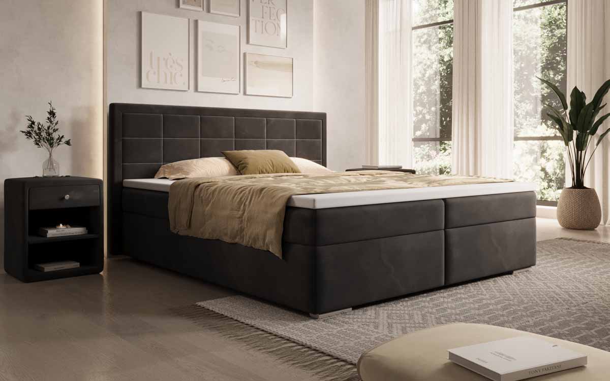 Boxspringbett Athina Samt mit Stauraum - Luxusbetten24