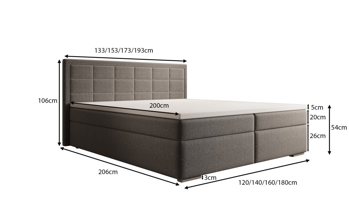 Boxspringbett Athina Stoff mit Stauraum - Luxusbetten24