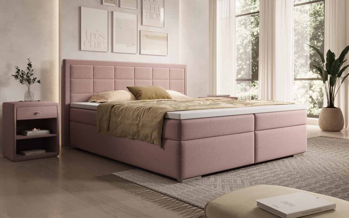 Boxspringbett Athina Stoff mit Stauraum - Luxusbetten24