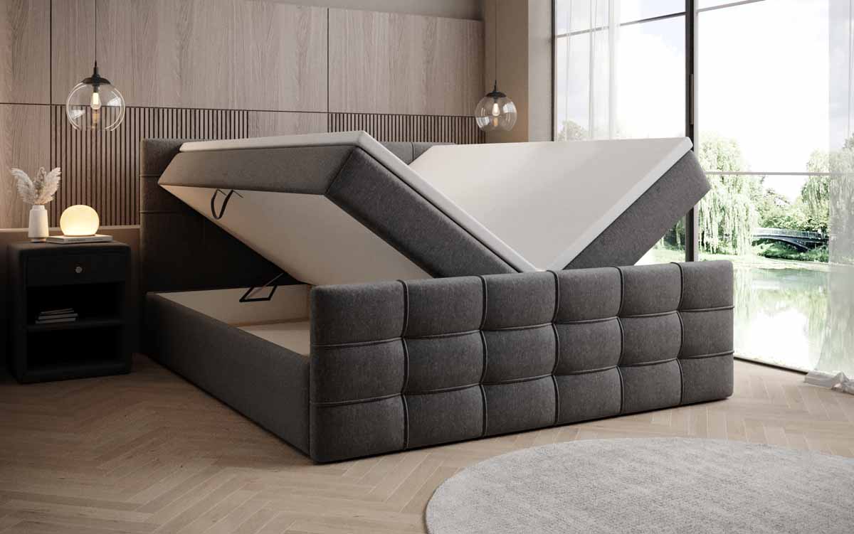 Boxspringbett Luxor Stoff mit Stauraum - Luxusbetten24