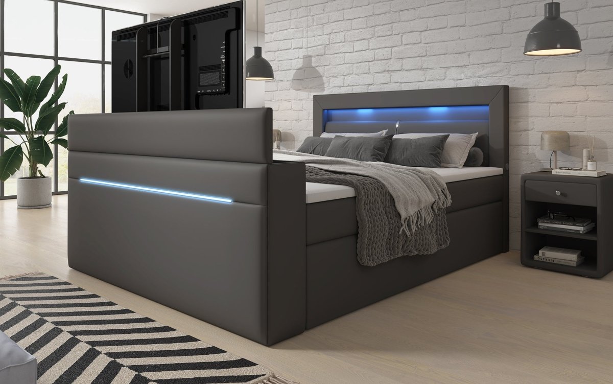 Boxspringbett Repos mit TV Lift, USB und LED - Luxusbetten24