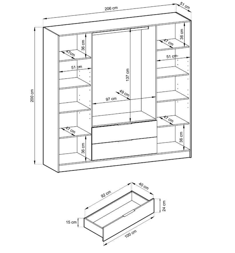 Designer Schrank Niro 206 cm - Luxusbetten24