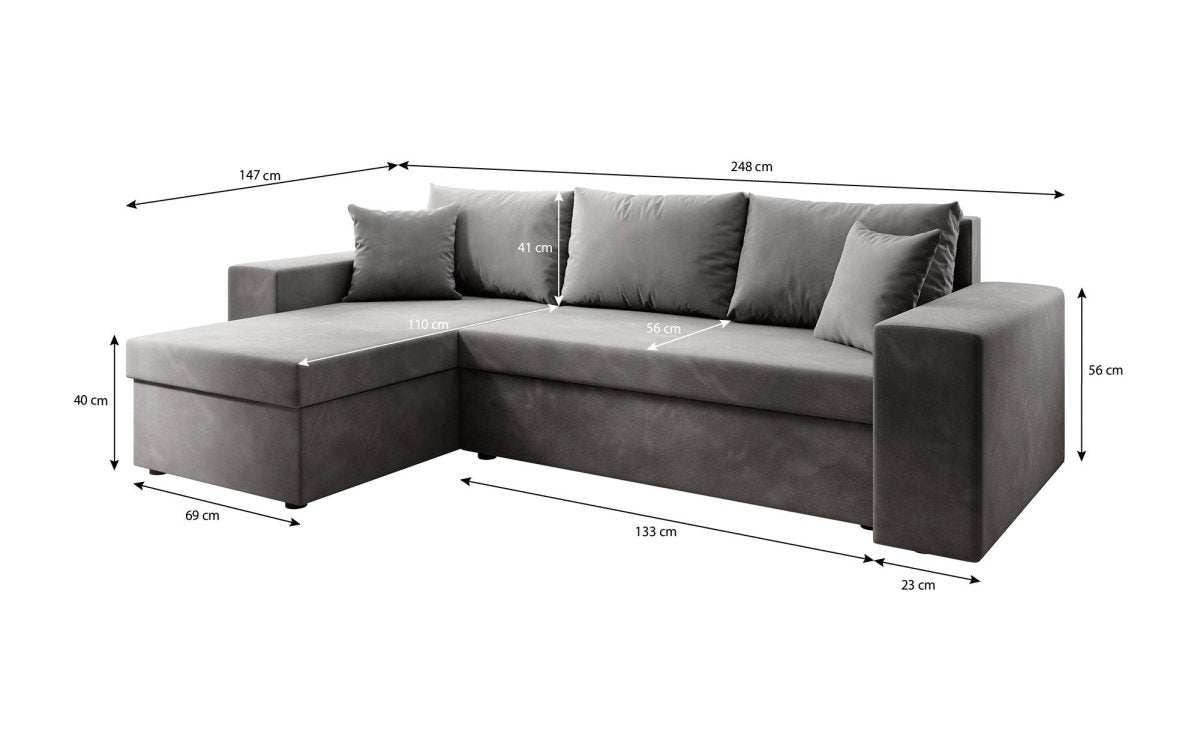 Designer Sofa Denver Stof met slaap- en klapfunctie