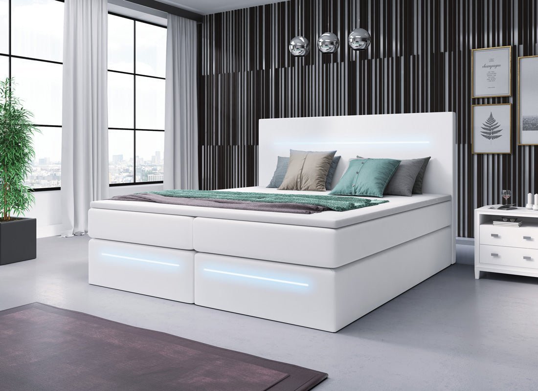 OUTLET - Boxspringbett Sejour mit LED u. Stauraum - Luxusbetten24