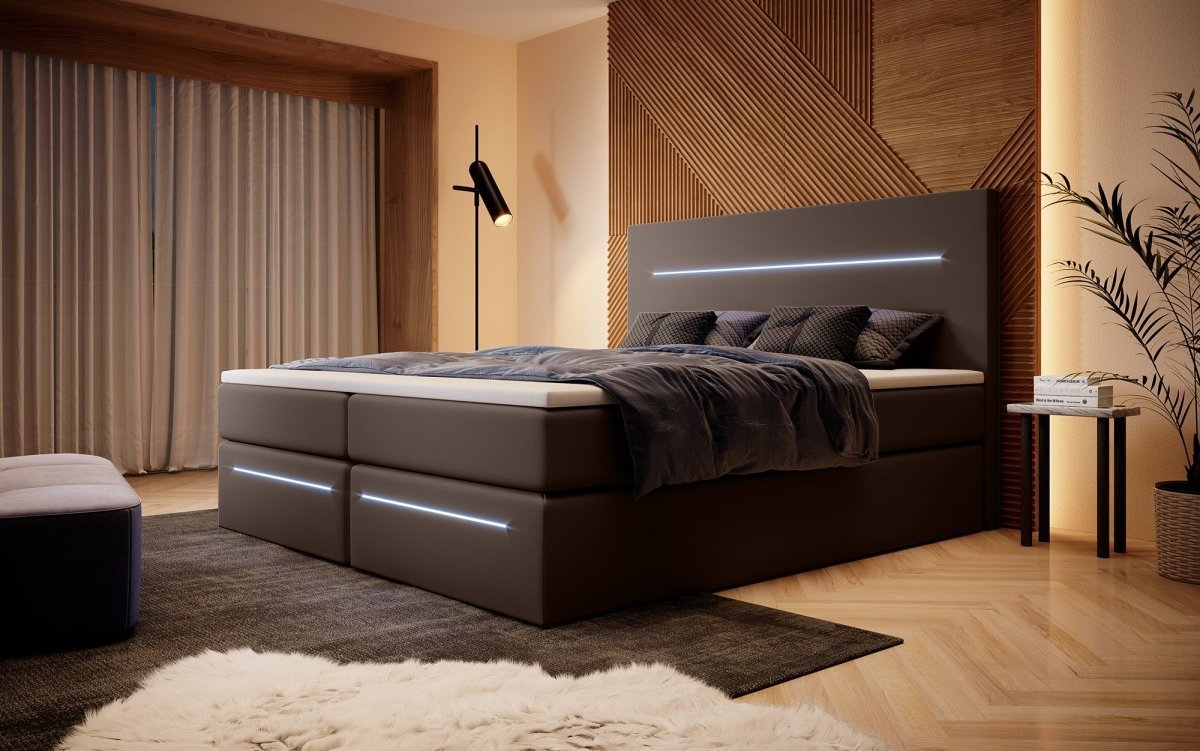 OUTLET - Boxspringbett Sejour mit LED u. Stauraum - Luxusbetten24