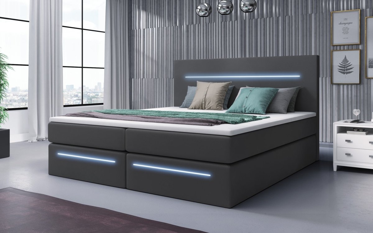 OUTLET - Boxspringbett Sejour mit LED u. Stauraum - Luxusbetten24