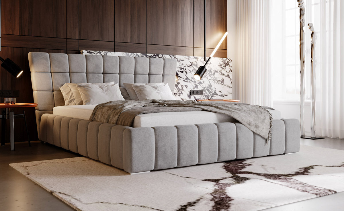 Designer gestoffeerd bed Adore in fluweel met opbergruimte