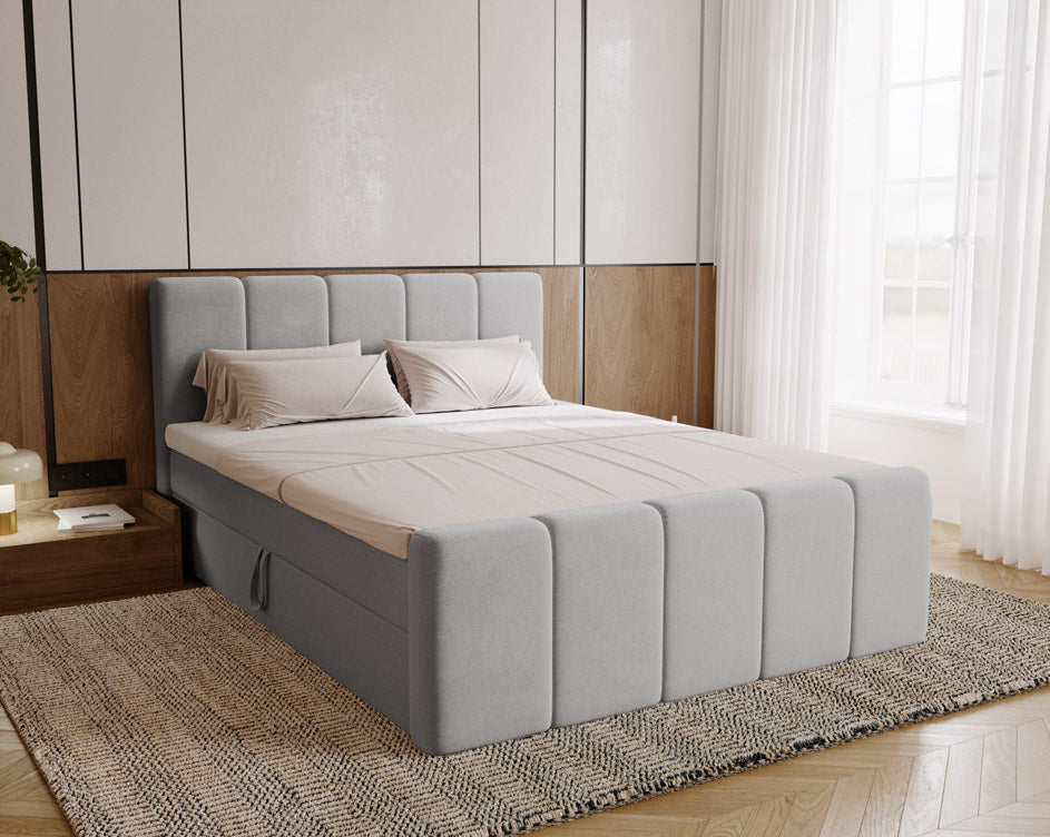 Boxspringbed Celeste van fluweel met opbergruimte