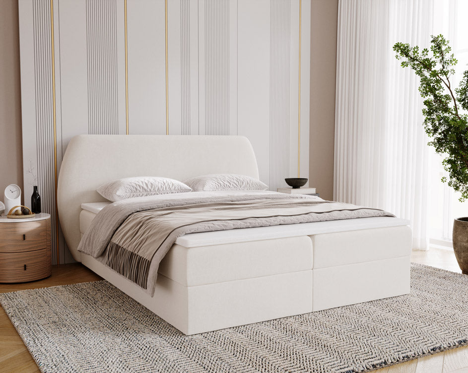 Boxspringbed Pure in fluweel met opbergruimte