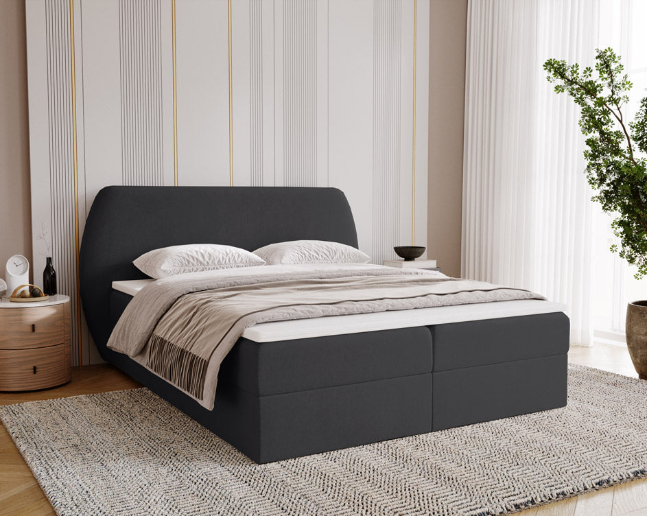 Boxspringbed Pure in fluweel met opbergruimte