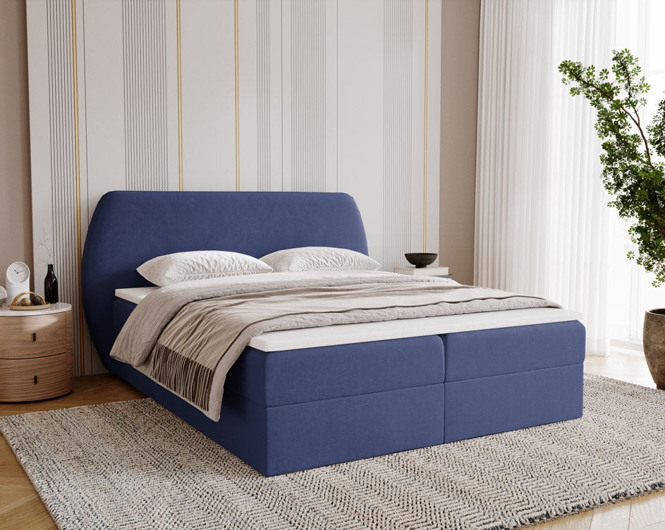 Boxspringbed Pure in fluweel met opbergruimte