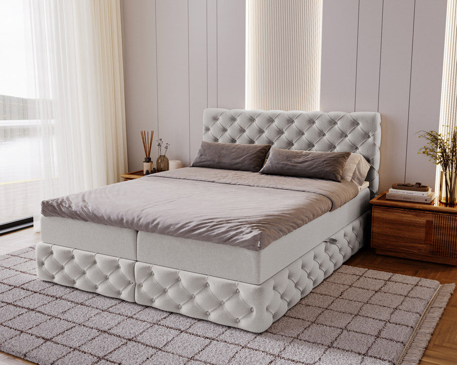 Boxspringbed Eden in fluweel met opbergruimte