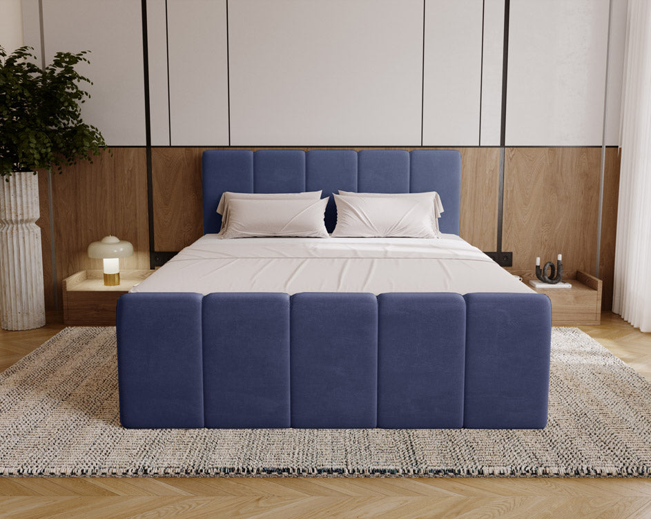 Boxspringbed Celeste van fluweel met opbergruimte