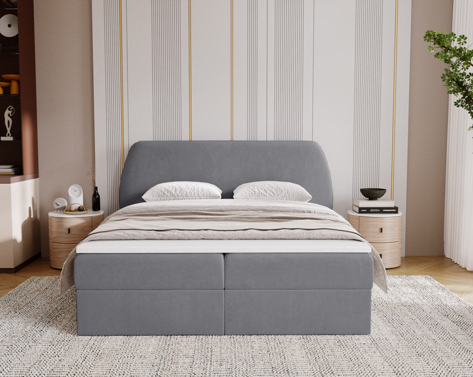 Boxspringbed Pure in fluweel met opbergruimte