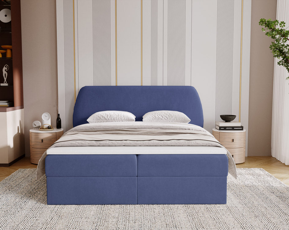 Boxspringbed Pure in fluweel met opbergruimte