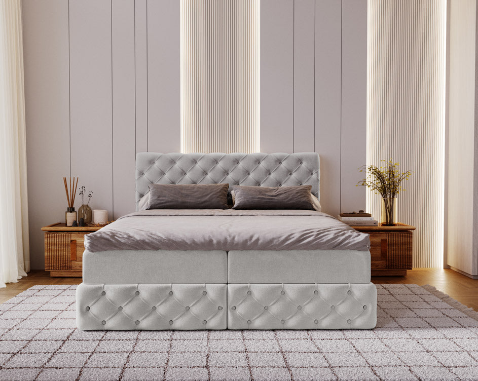 Boxspringbett Eden in Samt mit Stauraum