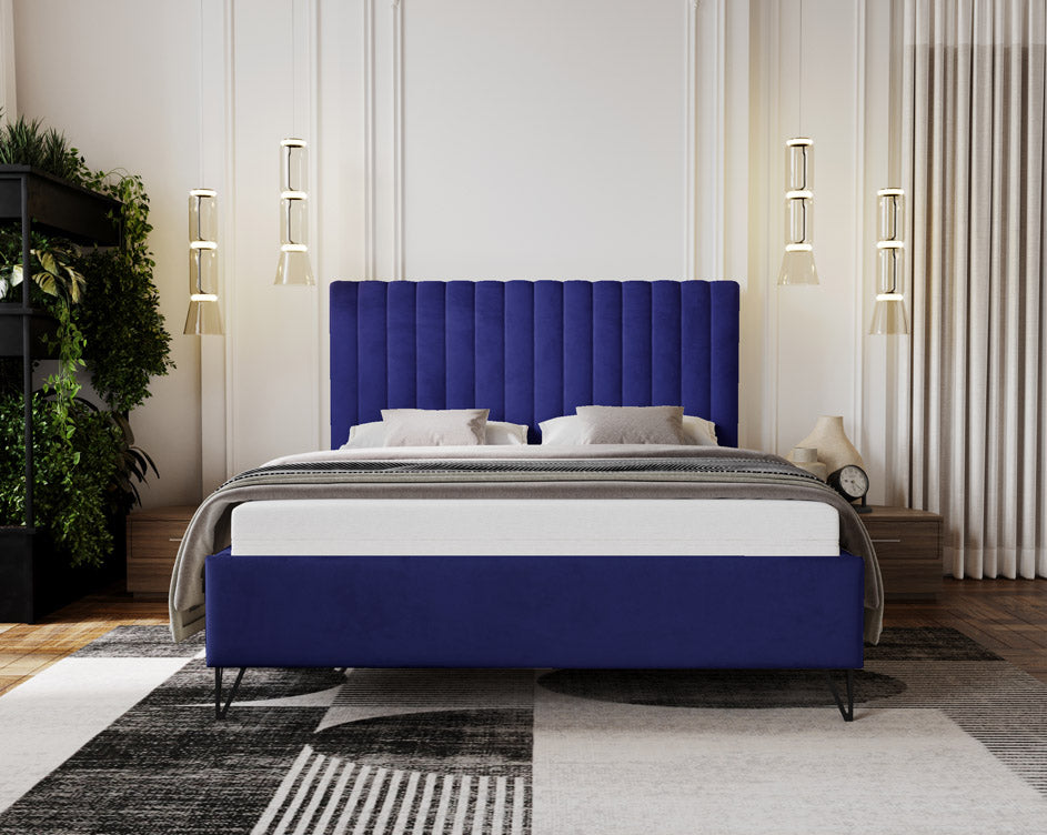 Designer gestoffeerd bed Veleria in fluweel zonder opbergruimte