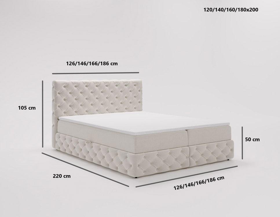 Boxspringbed Eden in fluweel met opbergruimte