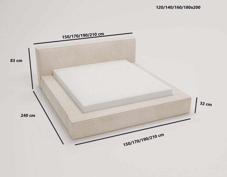 Designer gestoffeerd bed Sleepy in fluweel met opbergruimte