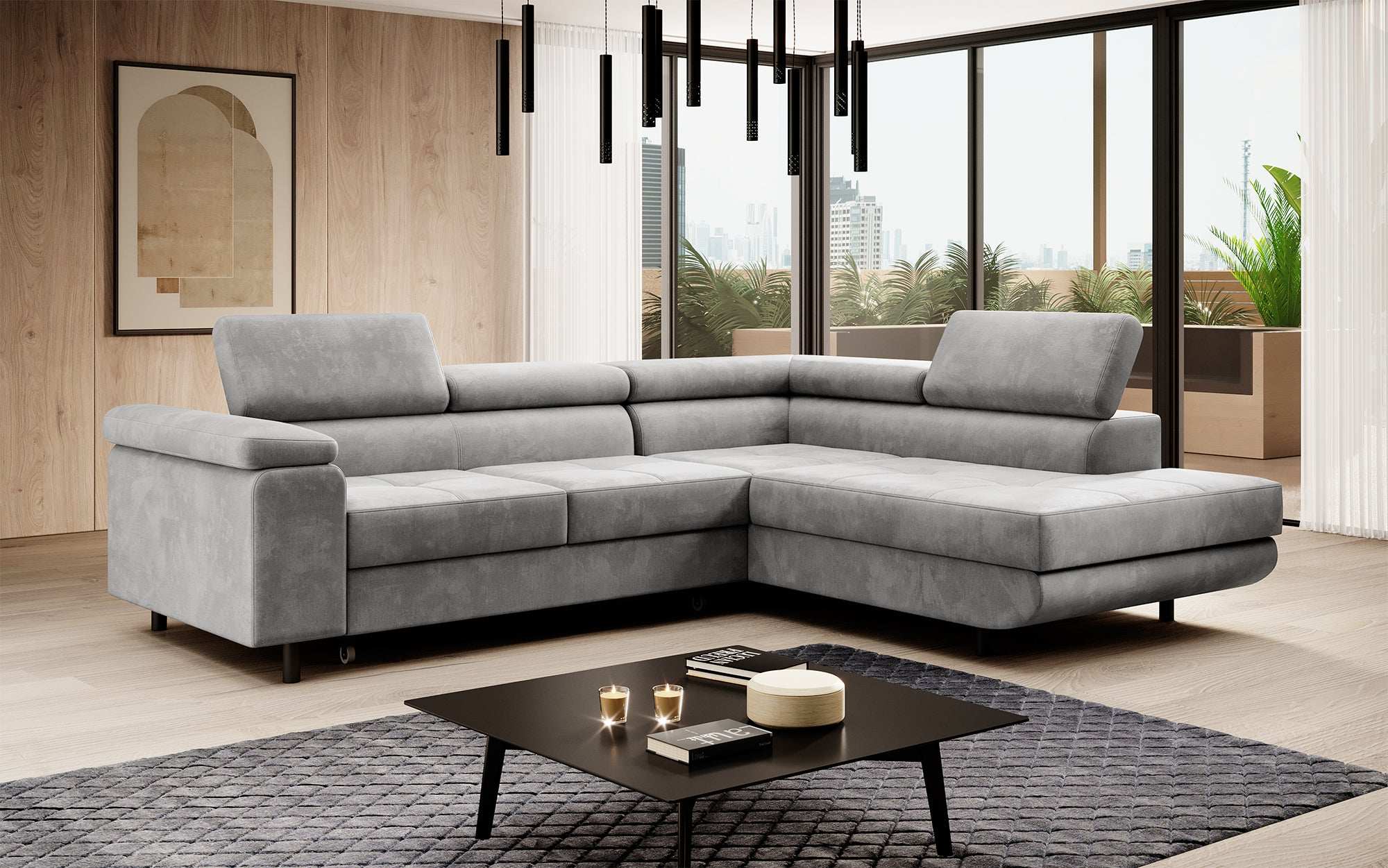 Designer Sofa Costa mit Schlaf - und Klappfunktion aus Samt