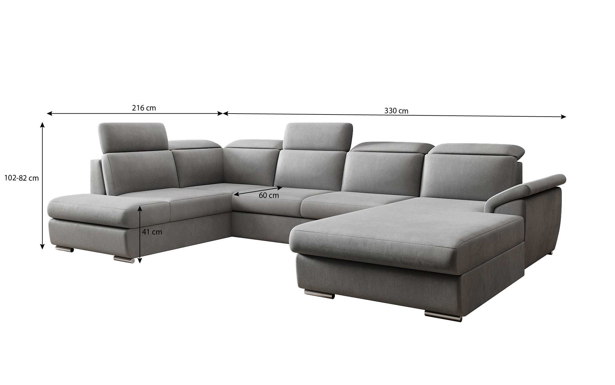 Designer Sofa Emiliano mit Schlaf- und Klappfunktion