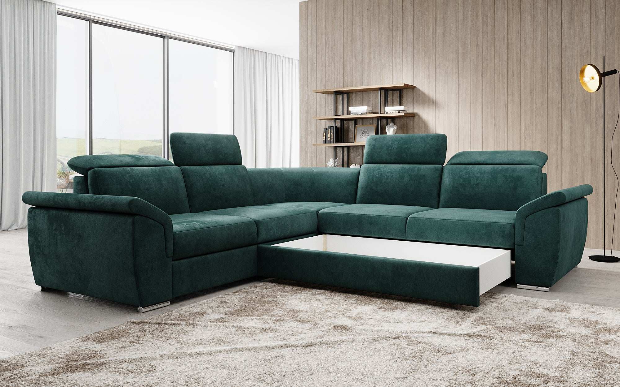 Designer Sofa Fernando mit Schlaffunktion und Stauraum