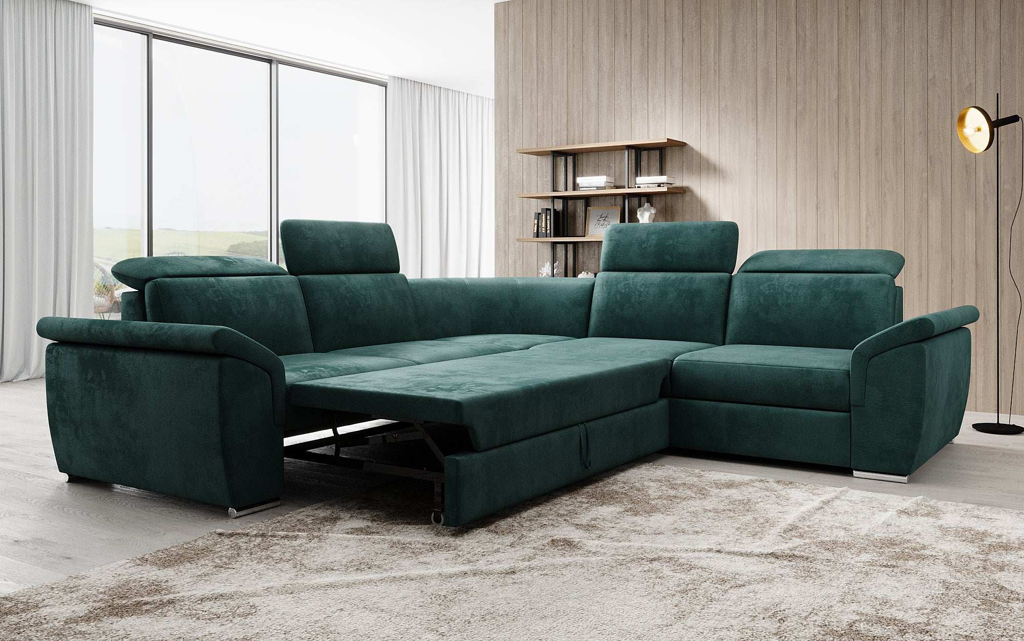 Designer Sofa Fernando mit Schlaffunktion und Stauraum