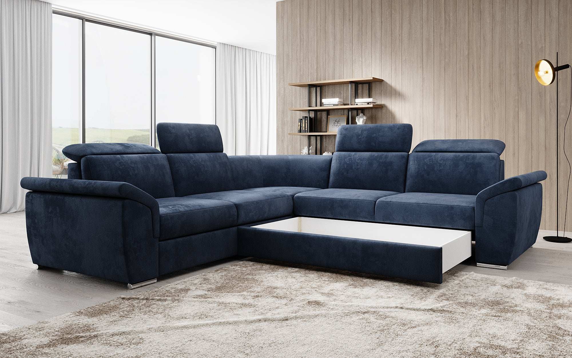 Designer Sofa Fernando mit Schlaffunktion und Stauraum