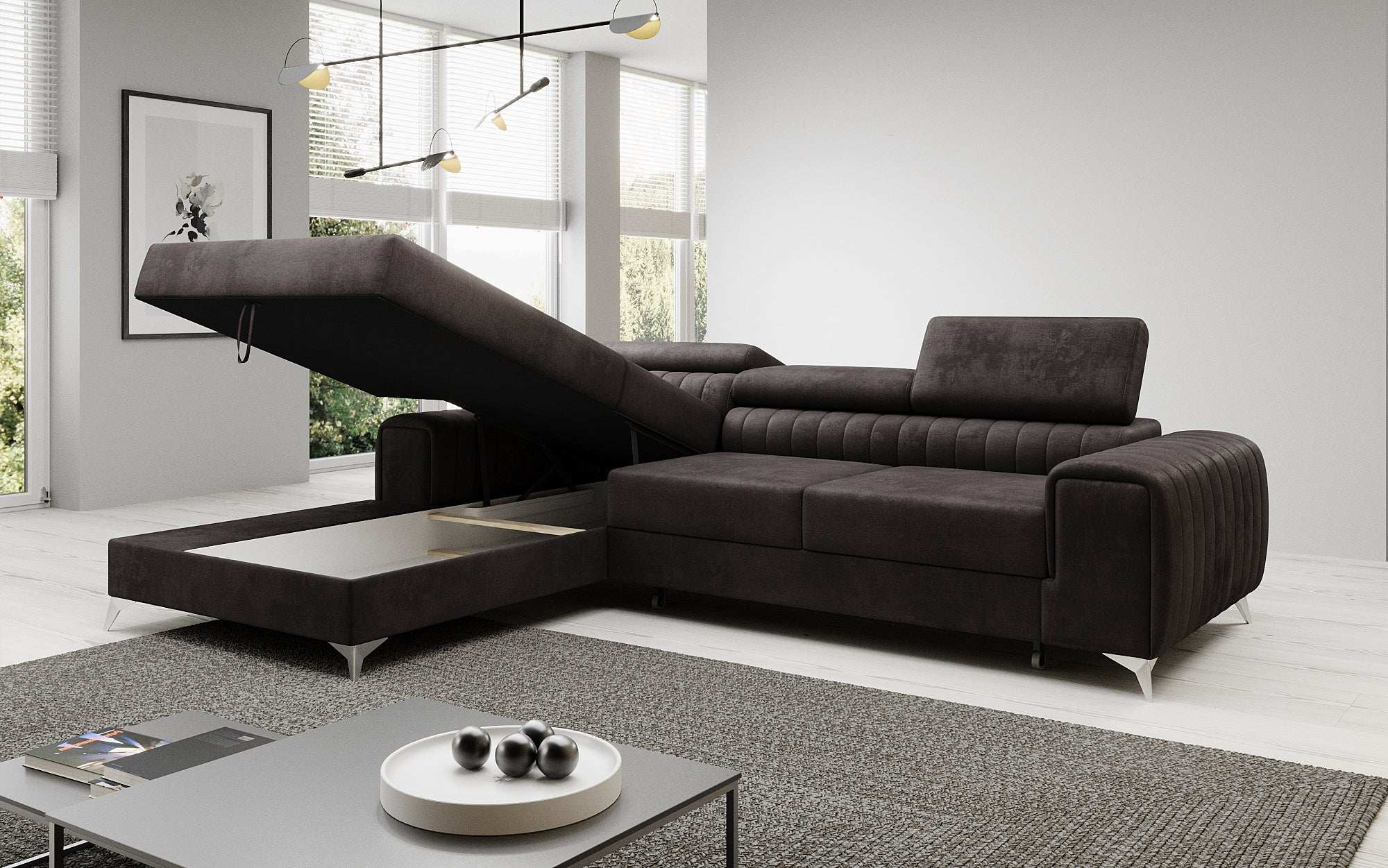 Designer Sofa Melinda mit Schlaf- und Klappfunktion